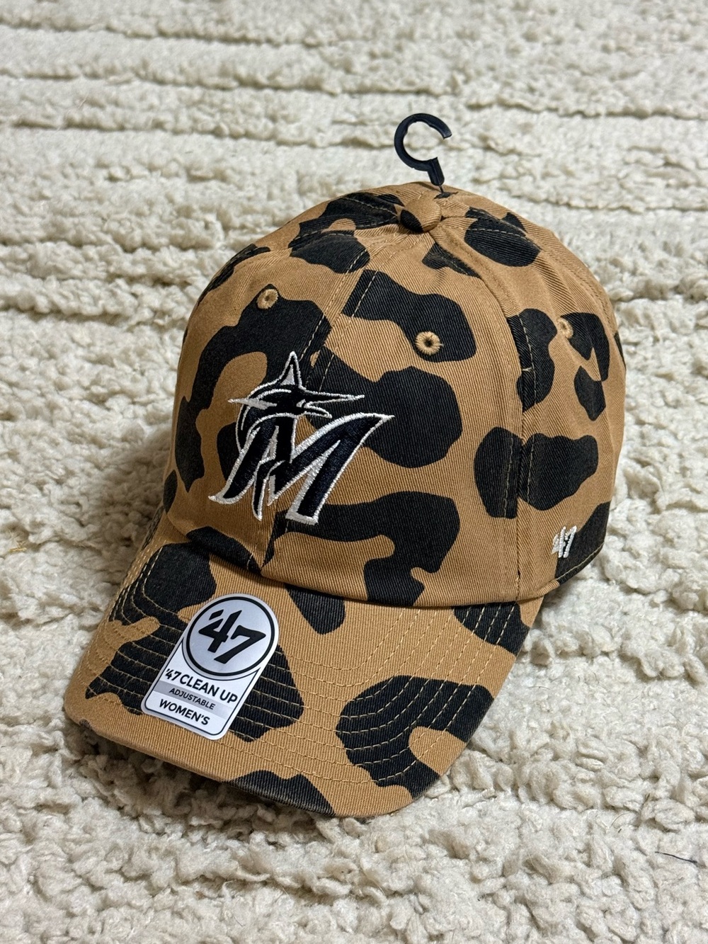 ’47 Brand Miami Marlins Women's leopard print Clean Up Adjustable Hat